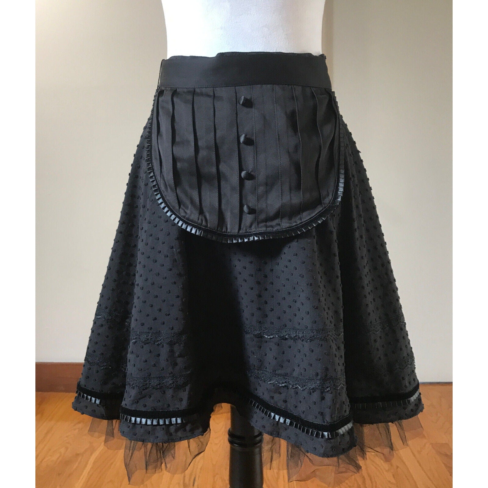 Lip Service Vintage Devil Dolls Goth Victorian Retro Maid Black Apron Skirt