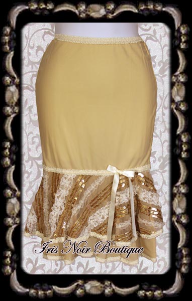 {Used} Lip Service Femmes of Folly Nude Sequined PinUp Skirt