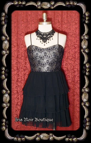 'Cutsey Pie' Gothic Lolita Lace Over Mini Dress