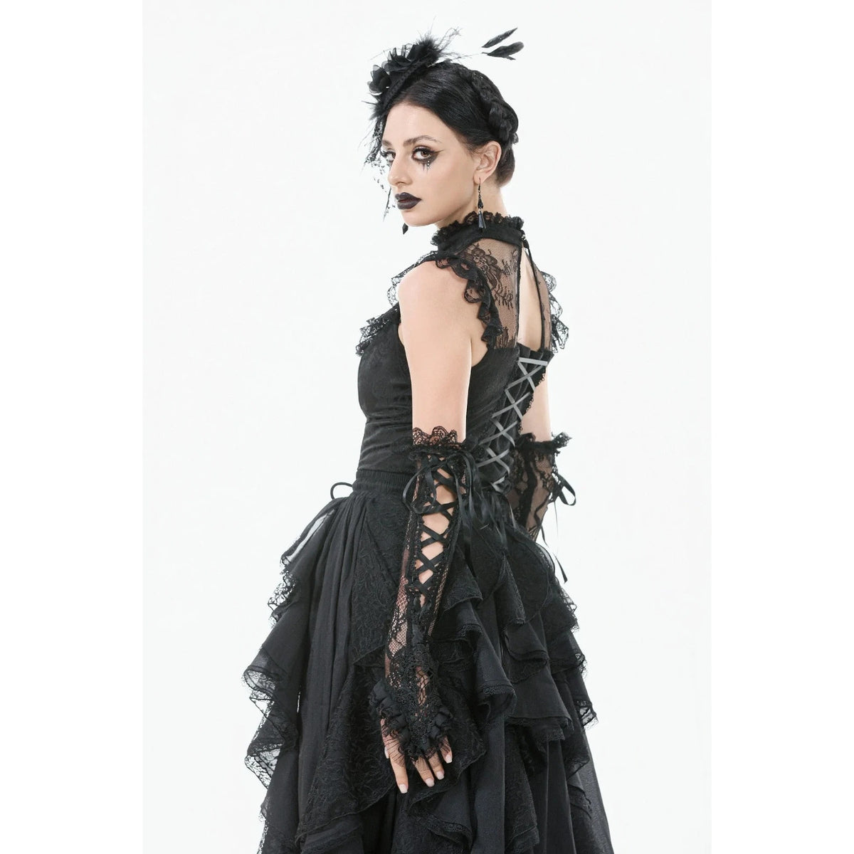 Dark In Love Gothic Victorian Dark Fairycore Baroque Lace Jabot Bustier Top
