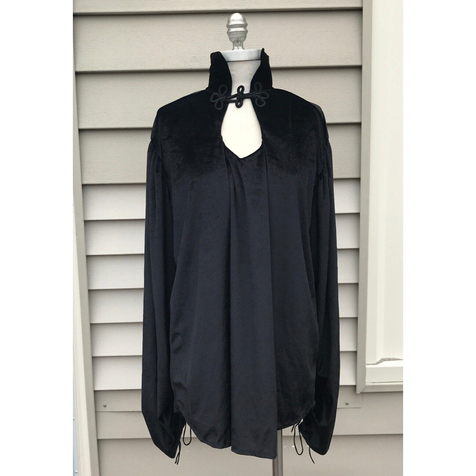 Phaze UK Gothic Victorian High Neck Unisex Velvet Shirt Top One Size