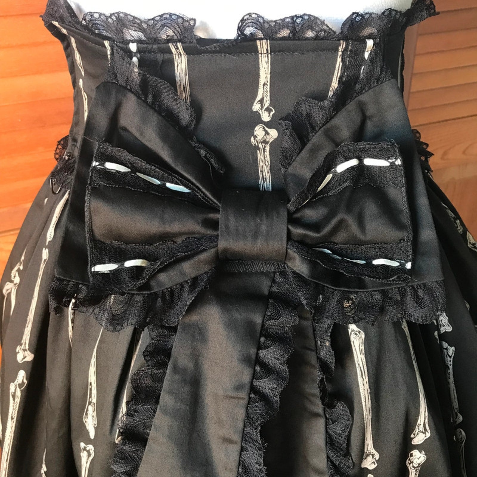 Vintage Lip Service Lolita Bones Gothic Victorian EGL Black Bustle Skirt