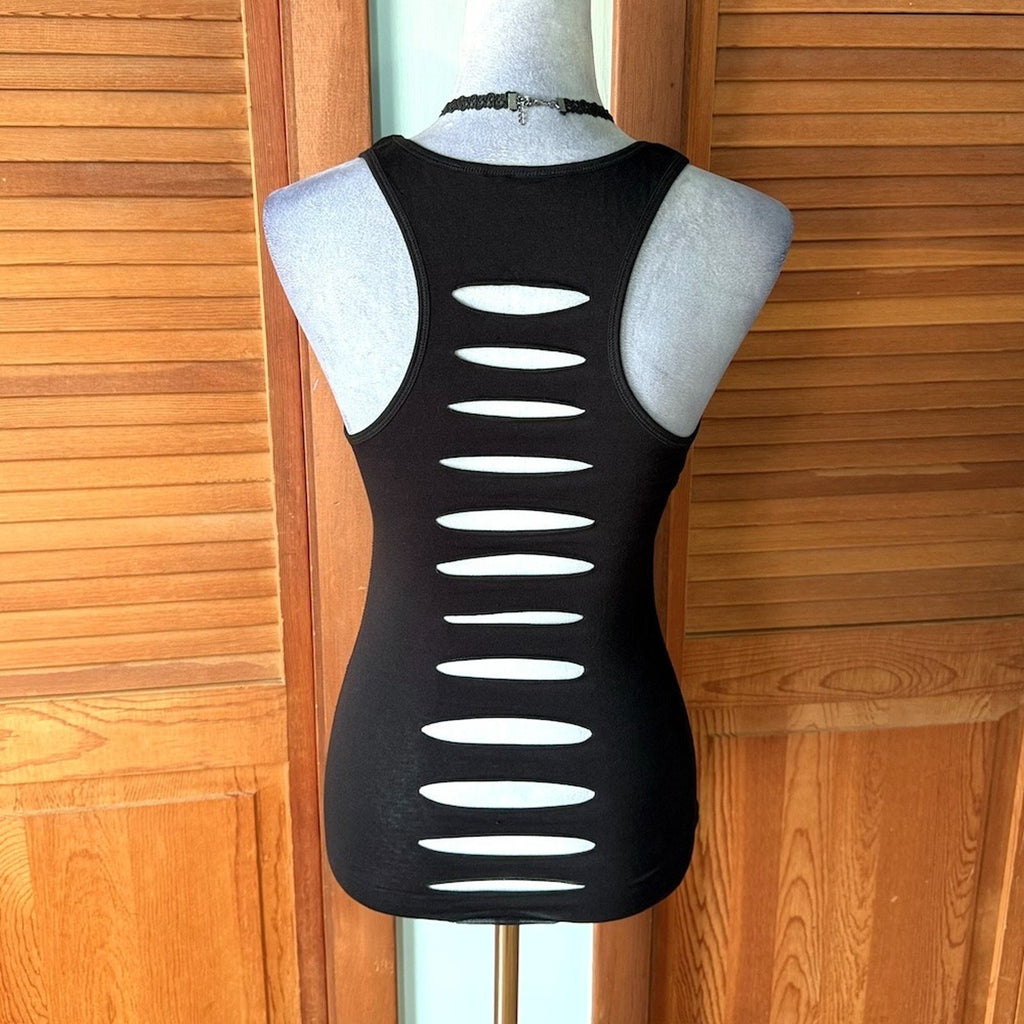 Demi Loon Punk Goth Emo Grunge "Gothique" Slashed Cutout Festival Tank