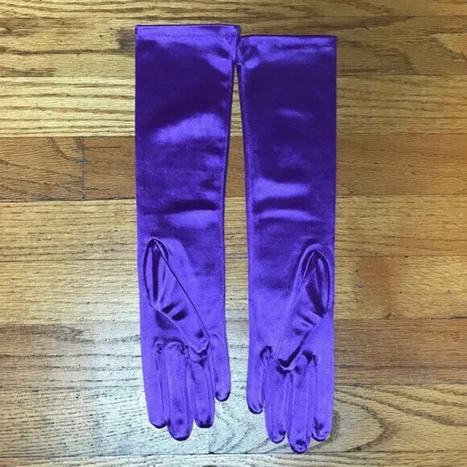 Goth Victorian Steampunk Vampire Purple Satin Elbow Length Gloves