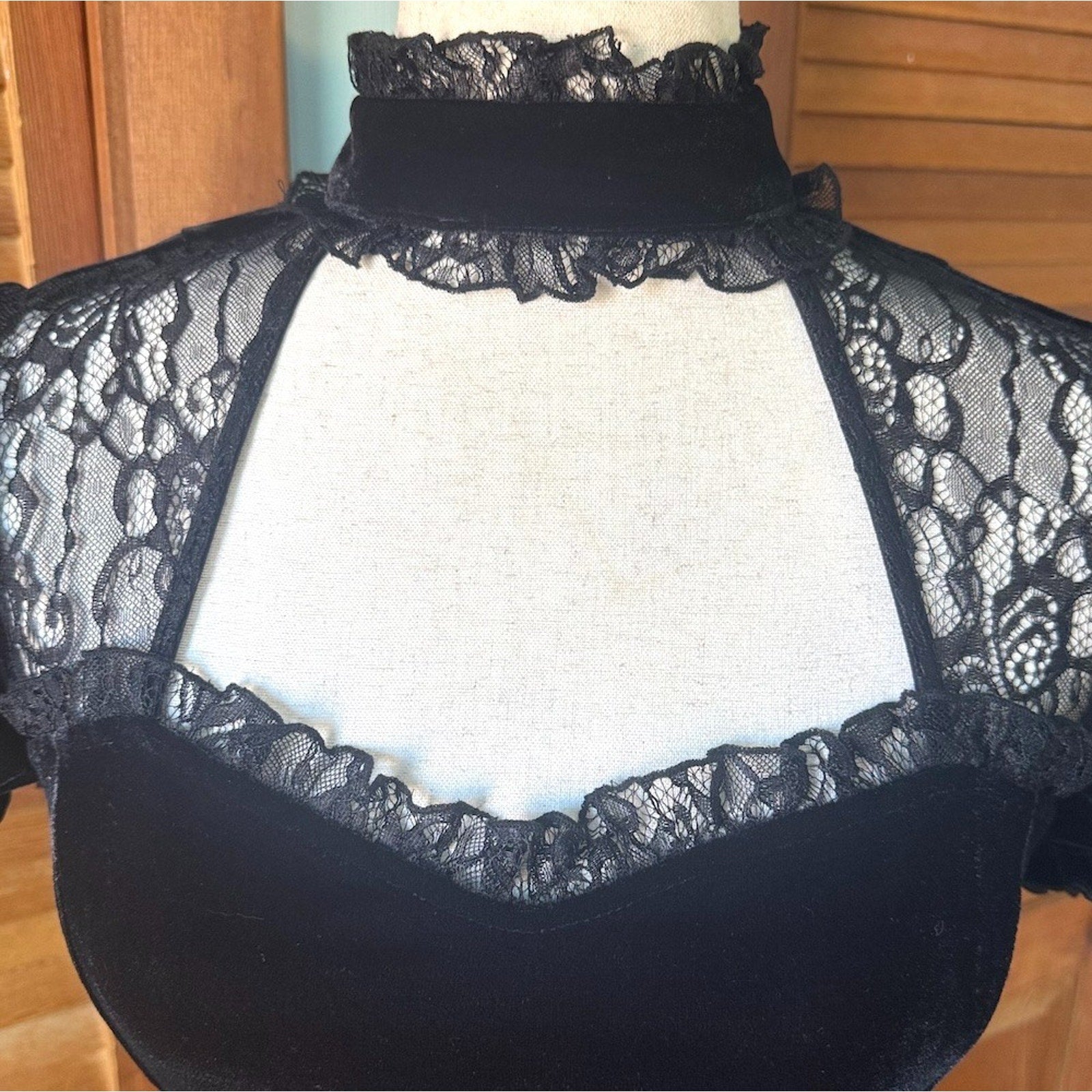 Killstar Gothic Lolita Victorian Vkei Witchcore Black Velvet Lace Mini Dress