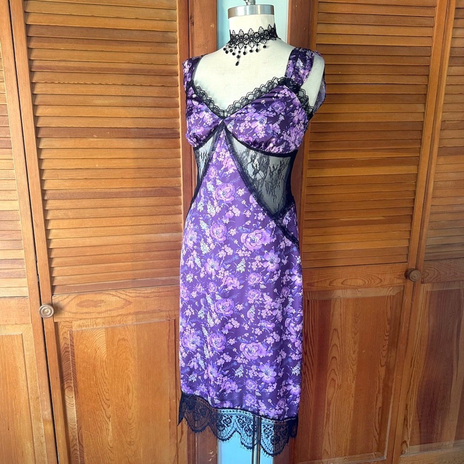 Pretty Damage Purple Haze Fairycore Wimsigoth Wild Flowers Black Lace Dress
