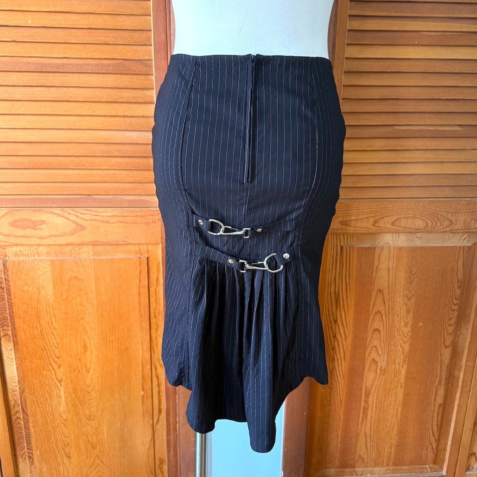 Vintage Lip Service Gangsta Pranksta Goth Punk Y2K Fishtail Striped Knee Skirt M