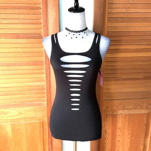 Demi Loon Punk Goth Emo Grunge "Gothique" Slashed Cutout Festival Tank