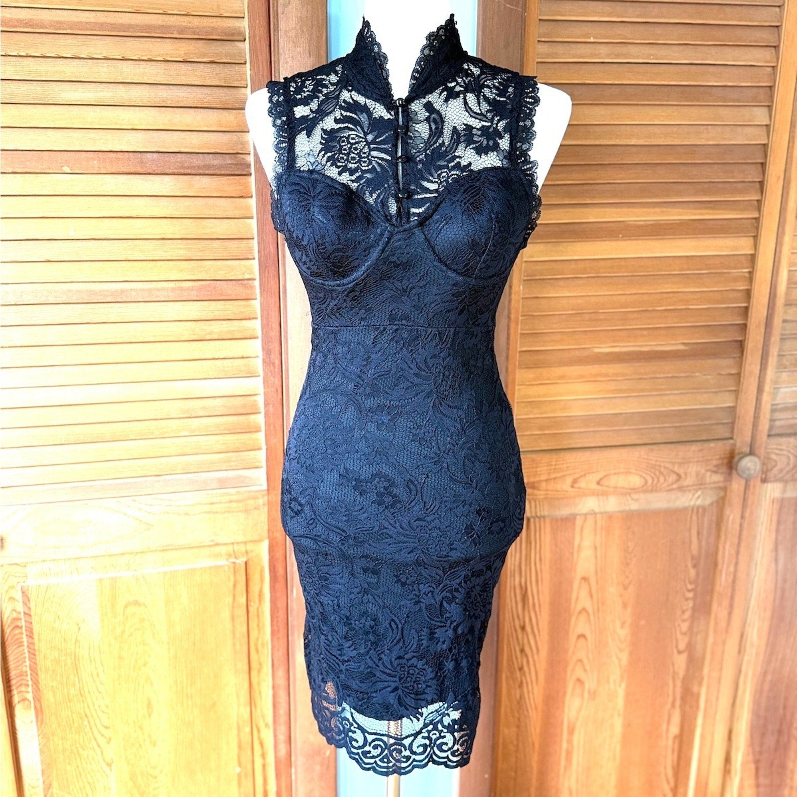Killstar Gothic Victorian Dark Coquette Pinup Retro Black Lace Dress XS