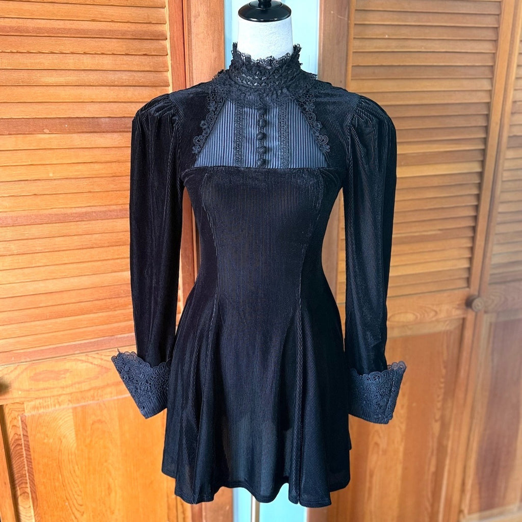 Dark In Love Gothic Victorian Lolita The Netherworld Black Velveteen Dress