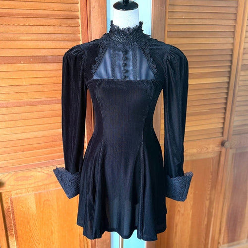 Dark In Love Gothic Victorian Lolita The Netherworld Black Velveteen Dress