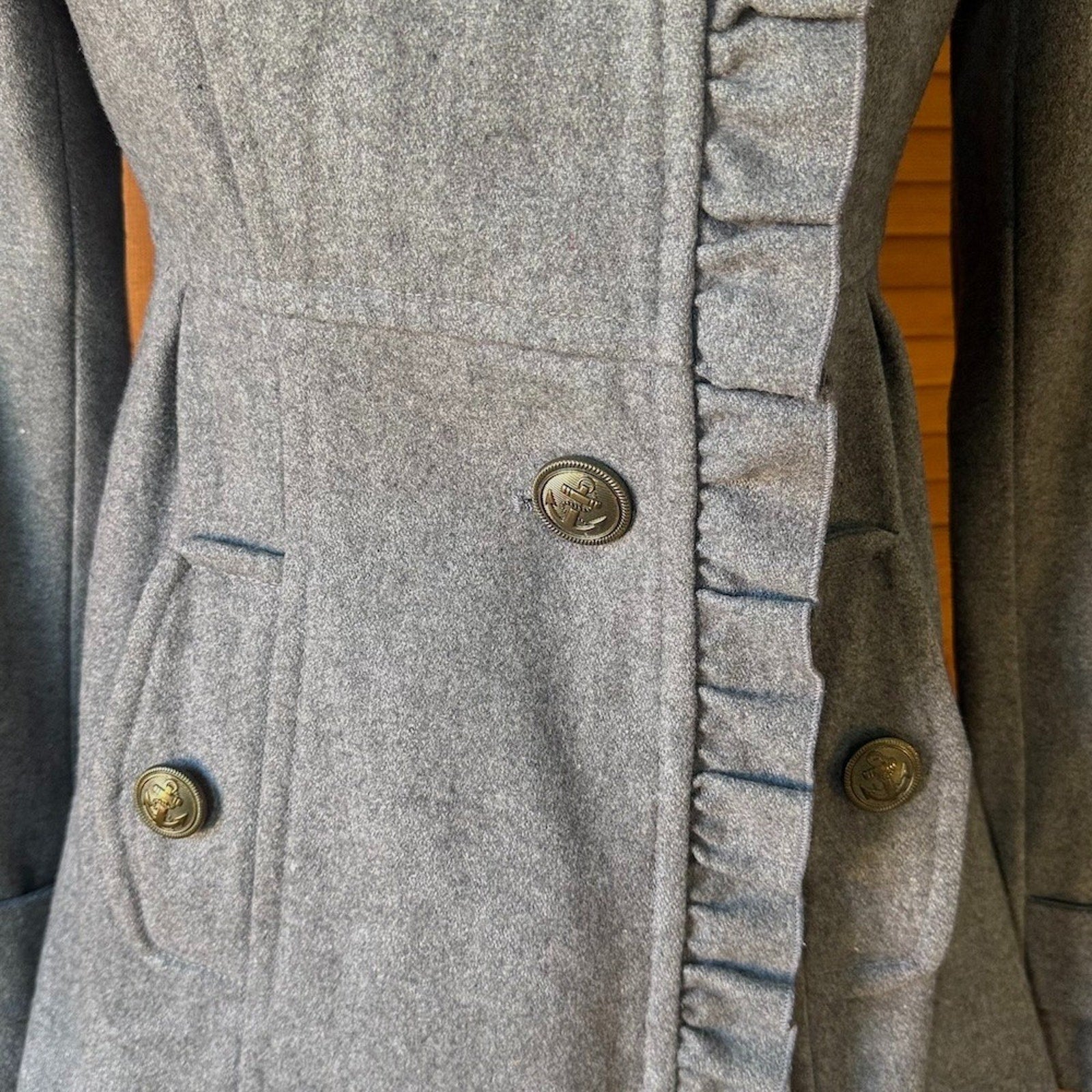 Tulle J-fashion Dollcore Gyaru Himekaji Gray Wool Blend Pea Coat Jacket XS-S