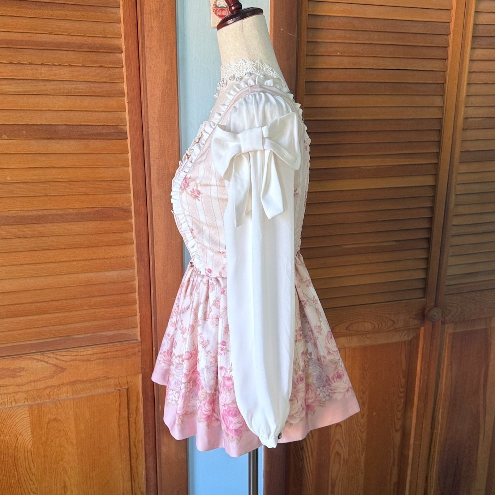 Liz Lisa J-Fashion Kawaii Gyaru Dollcore Pink Rose White Bow Tunic Dress XS