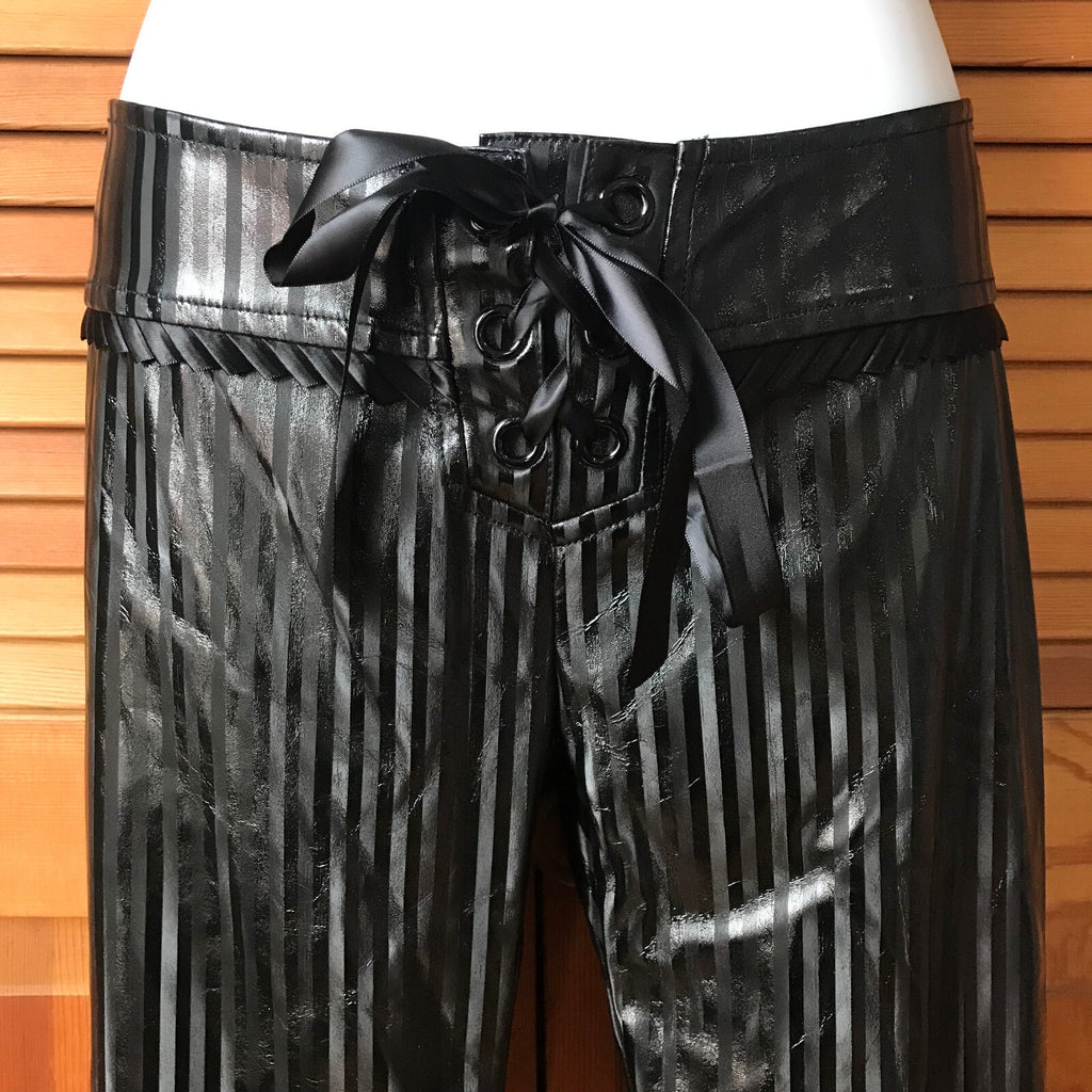 Vintage Lip Service Black Diamond Dynasty Gothic Vinyl Lace-Up Back Pants XS