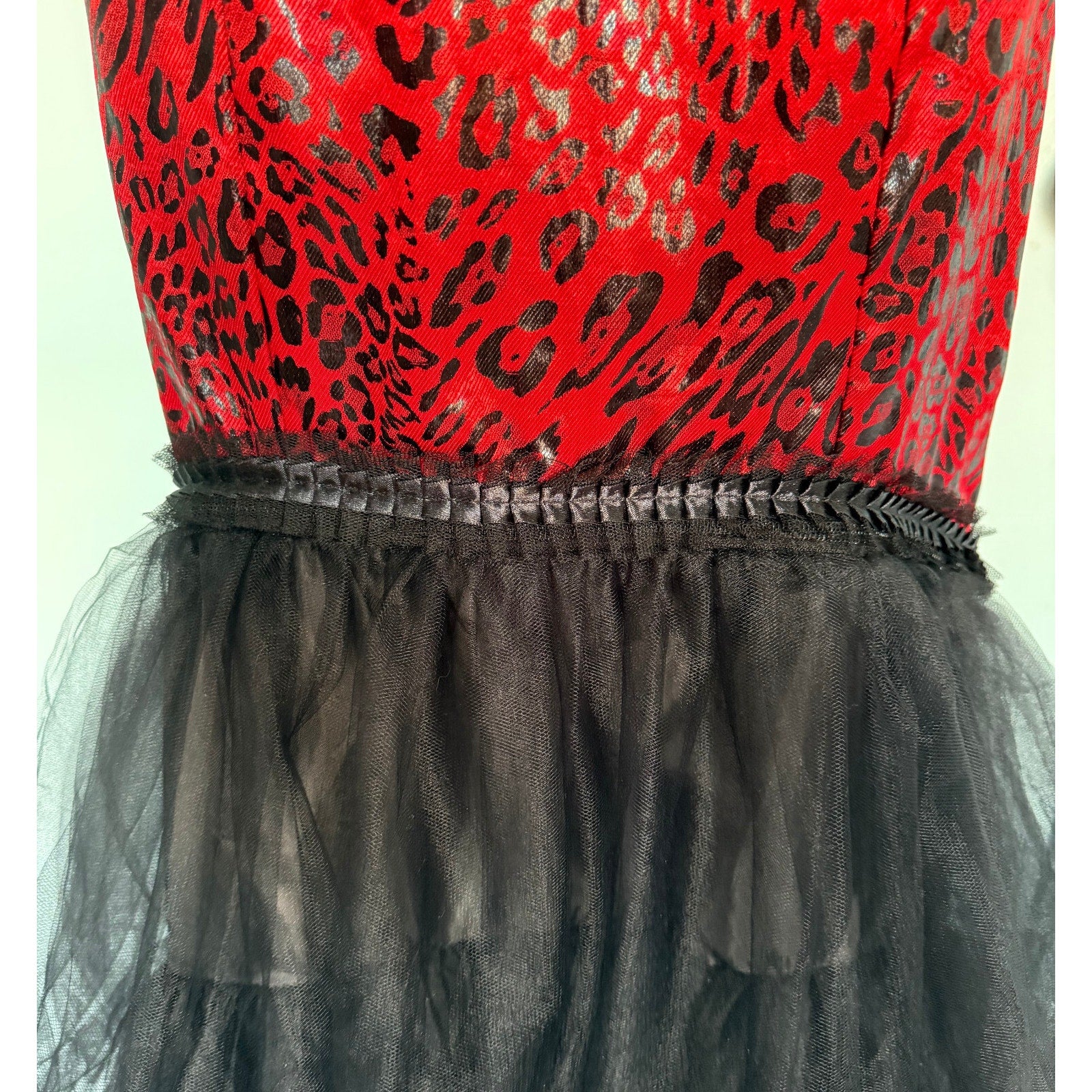 Vintage Lip Service Leopard Liaisons Burlesque Pinup Cabaret Goth Gown Dress S