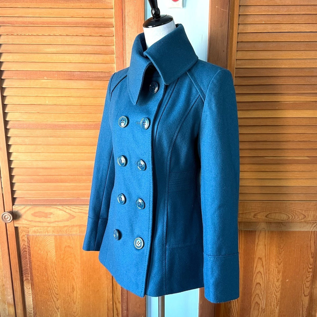 Miss Sixty J-fashion Dollcore Gyaru Himekaji Teal Wool Blend Pea Coat Jacket S
