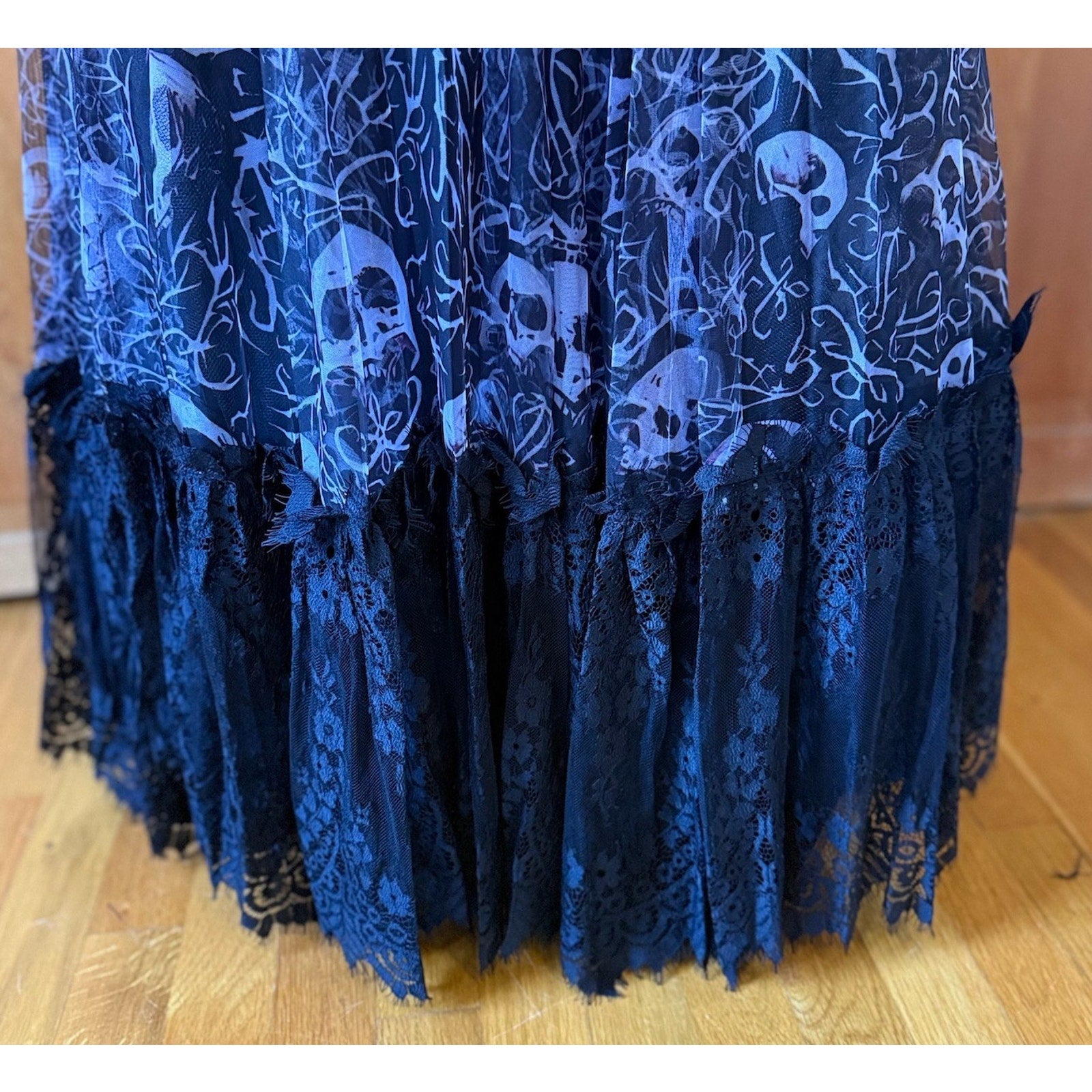 Dolls Kill Gothic Victorian Halloween Dance With Death Skulls Bones Dress Gown