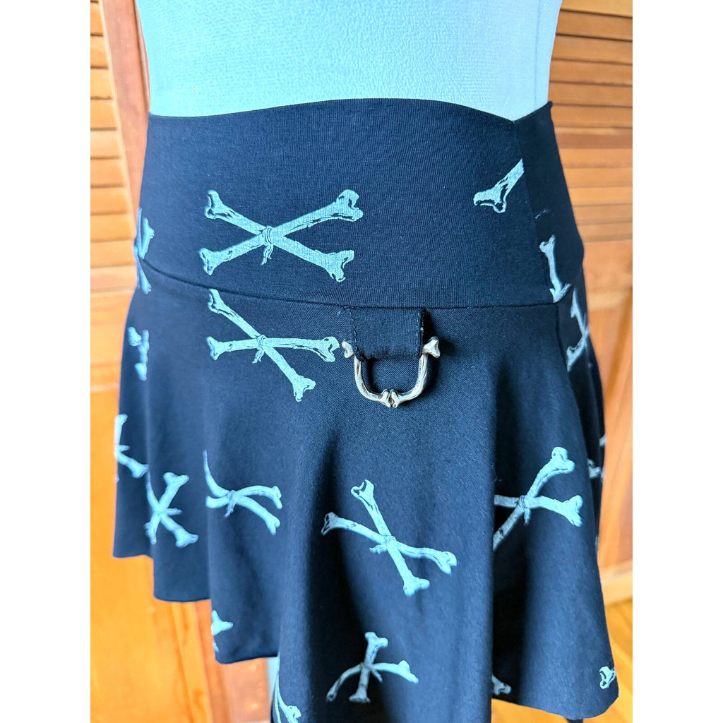 Vintage Lip Service Punk Goth Dem Bones Handkerchief Pixie Mini Skirt XS