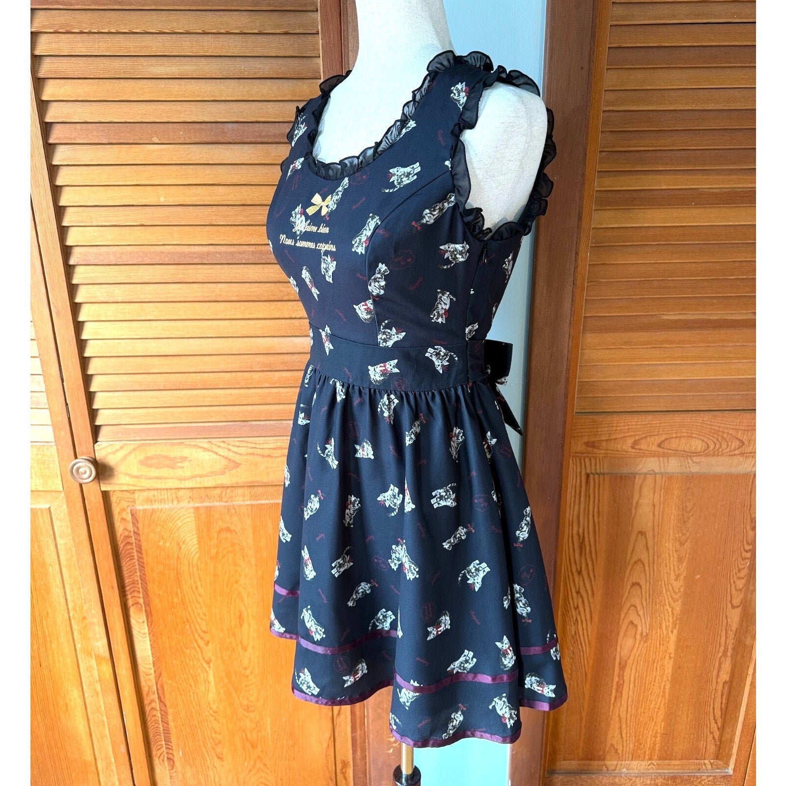 Ank Rouge J-fashion Kawaii Jirai Gyaru Himekaji Black Gray Cat Princess Dress M