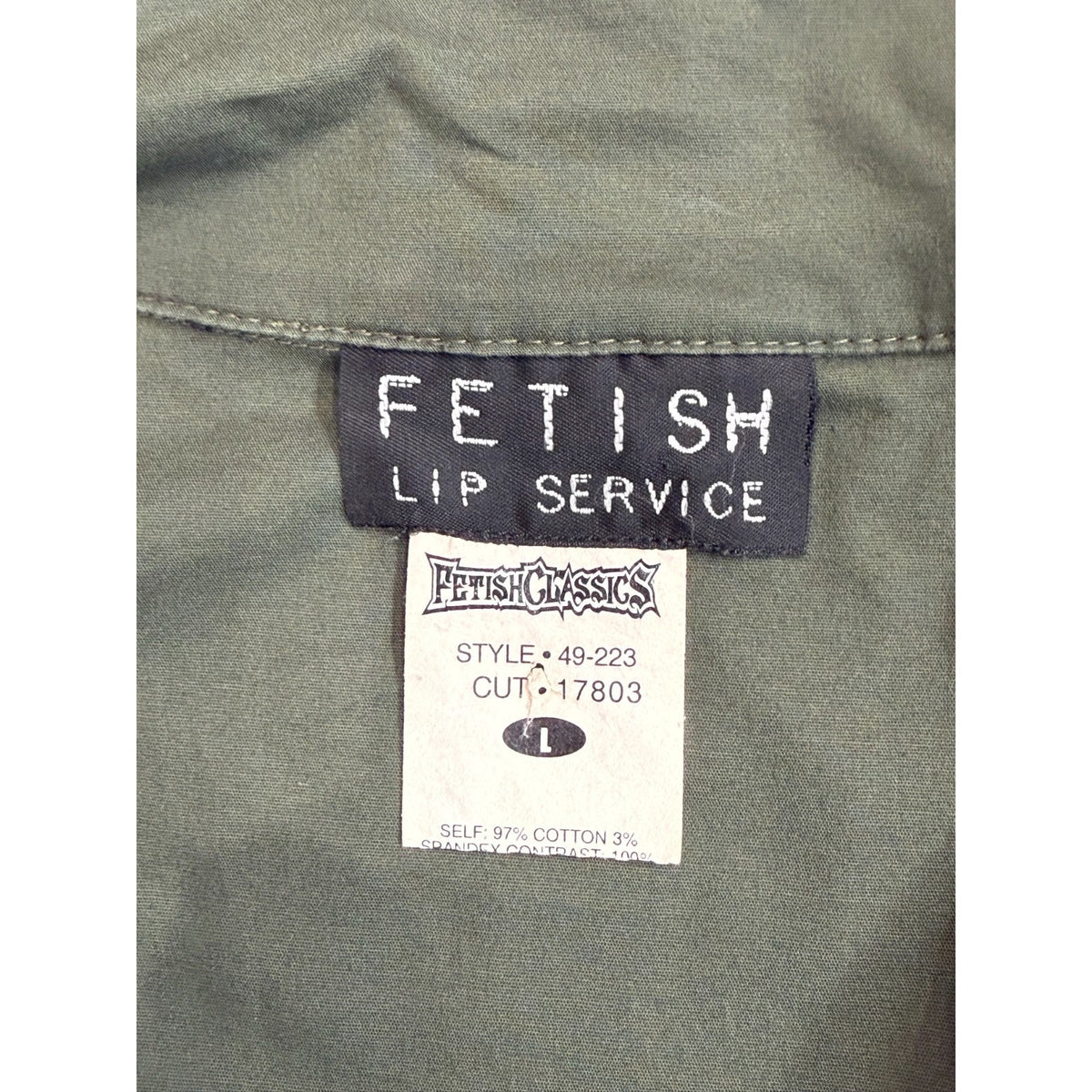 Vintage Lip Service *Rare* Division LS Punk Goth Military Green Shirt Top M-L