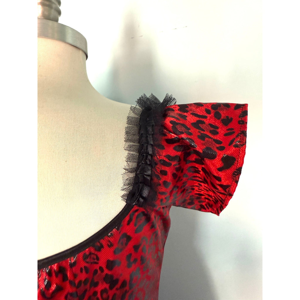 Vintage Lip Service Leopard Liaisons Burlesque Pinup Cabaret Goth Gown Dress S