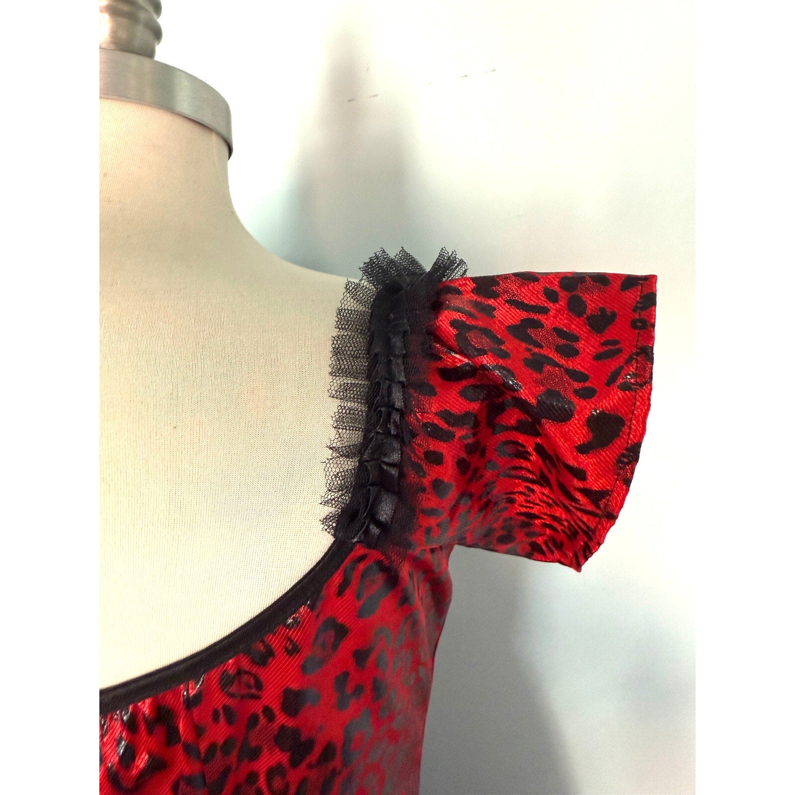 Vintage Lip Service Leopard Liaisons Burlesque Pinup Cabaret Goth Gown Dress S