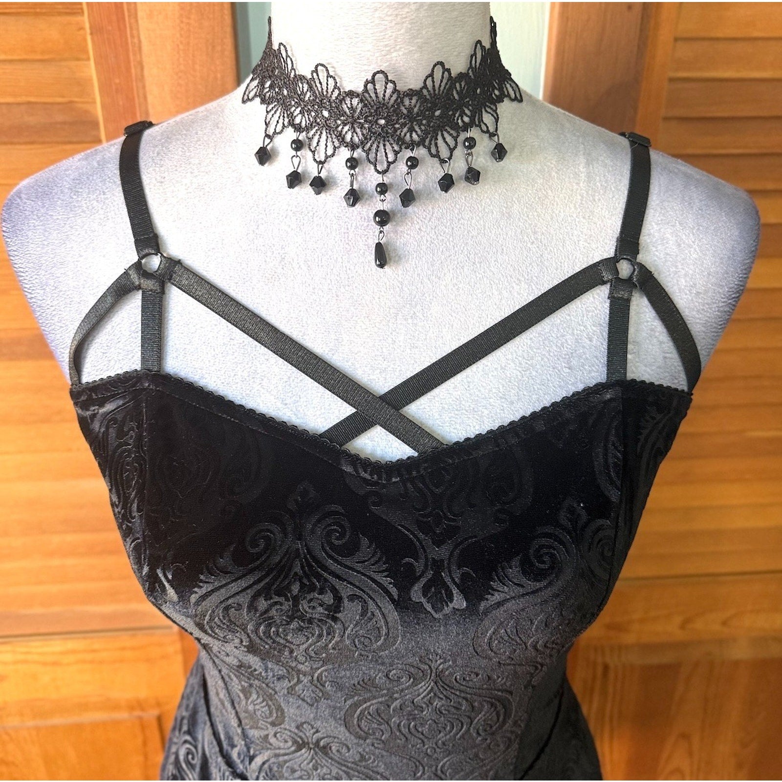 Dolls Kill Gothic Witch Emo Dark Fairycore Black Velvet Pixie Hem Dress XS