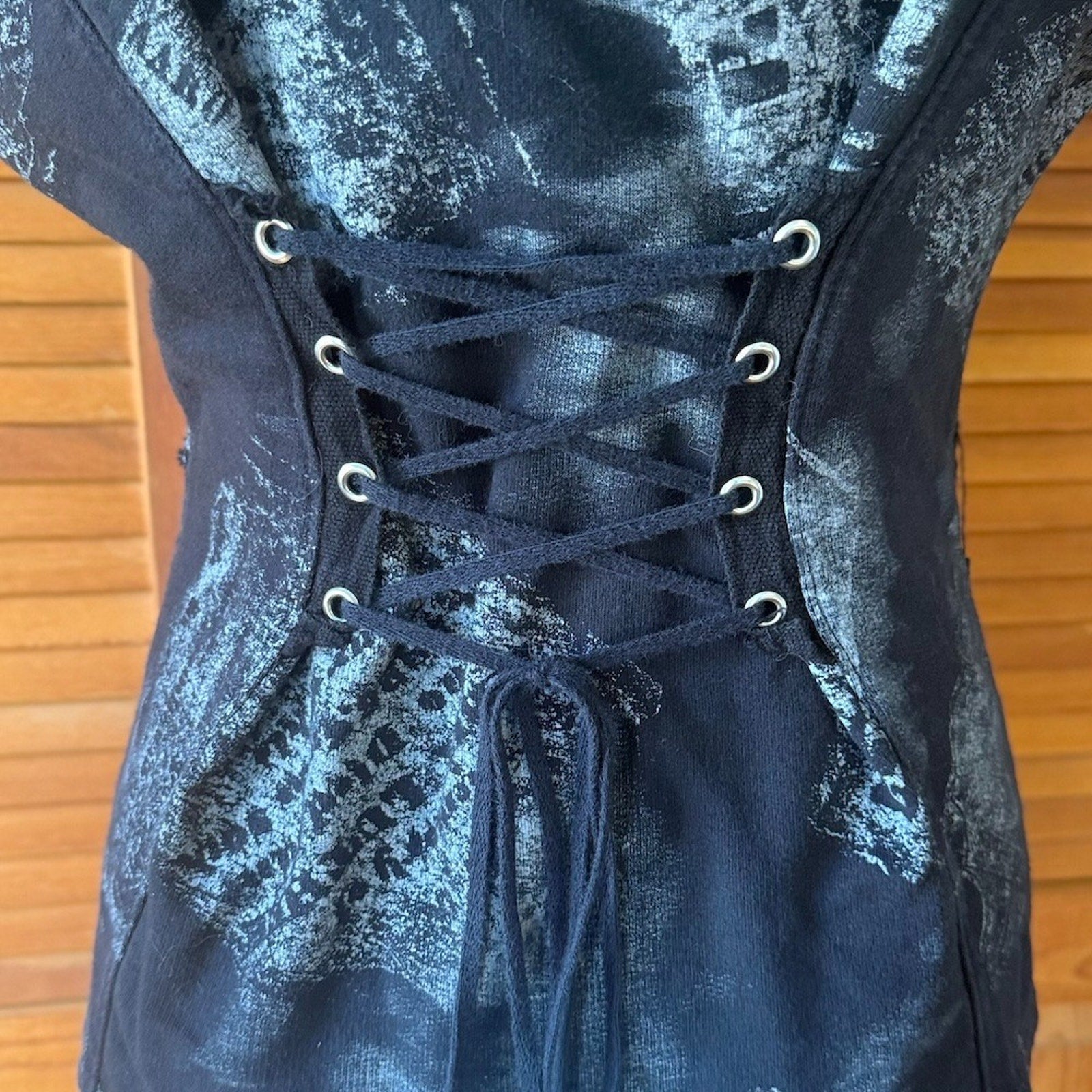 Rare Vintage Lip Service Goth Punk Emo Y2K RIP Corset Back Cotton Hoodie XL