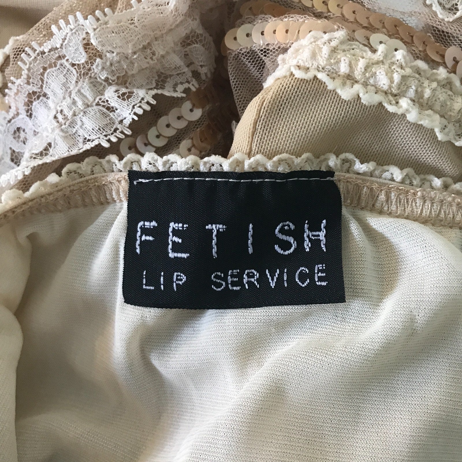 Lip Service Vintage Femmes of Folly Gothic Victorian Ivory Lace Sequined Skirt M