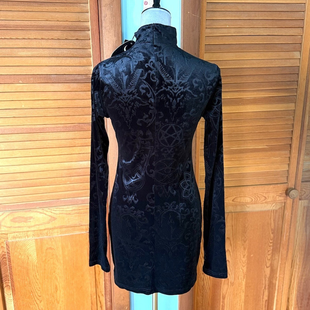 Killstar Gothic Witchcore Black Velvet Snake Charmer Blasphemia Dress XS