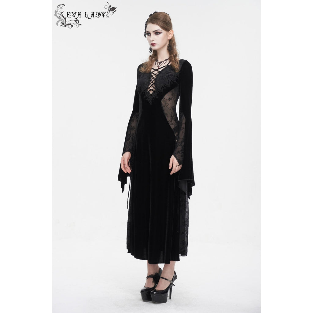 Devil Fashion Gothic Victorian Vampire "Velvet Maiden" Lace Long Gown Dress