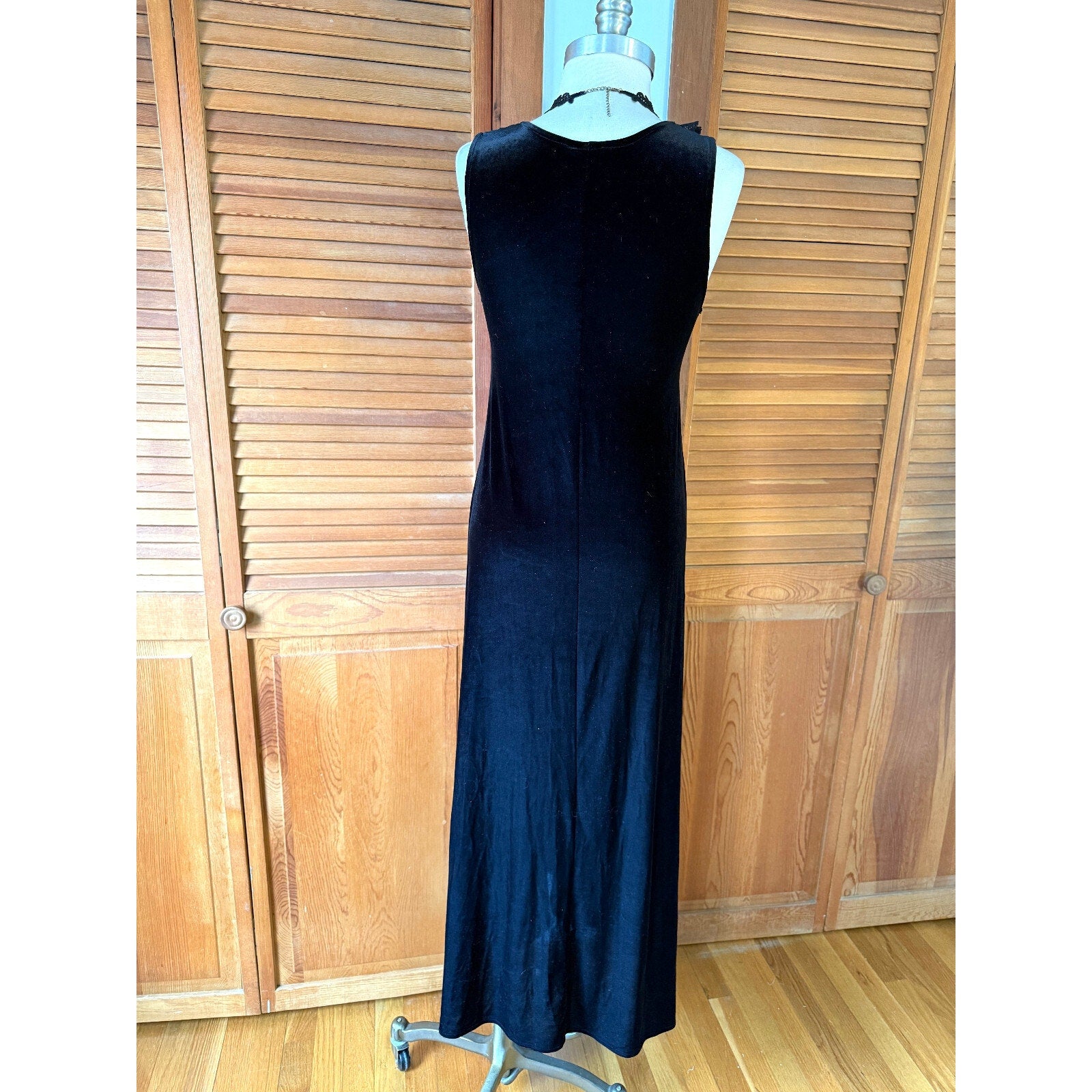 Vintage Cykxtees Gothic Victorian Y2K Velvet Black Crimson Red Brocade Dress M