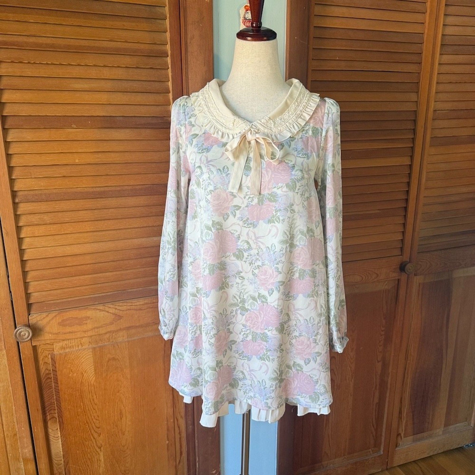 J-fashion Gyaru Himekaji Cottagecore Liz Lisa Penderie Pin Rose Cream Dress XS
