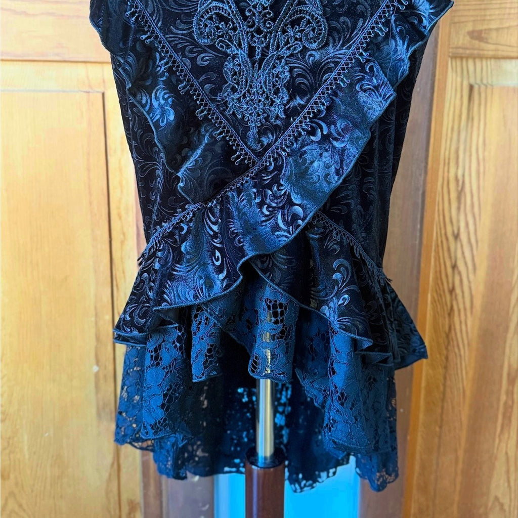 Dark in Love Gothic Victorian Vampire Vkei Black Velvet Corset Back Skirt
