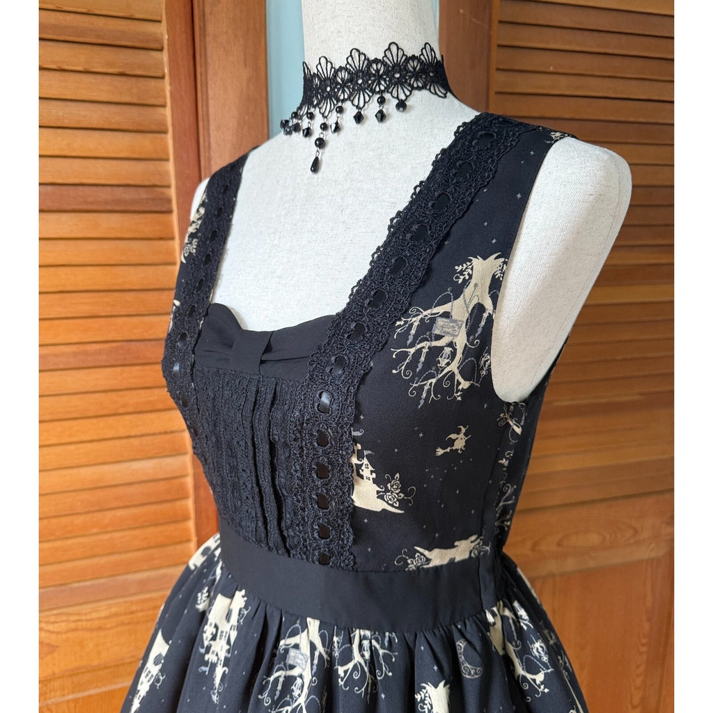 Axes Femme J-fashion Jirai Lolita Dolly EGL Himekaji Black Castle Dress JSK M