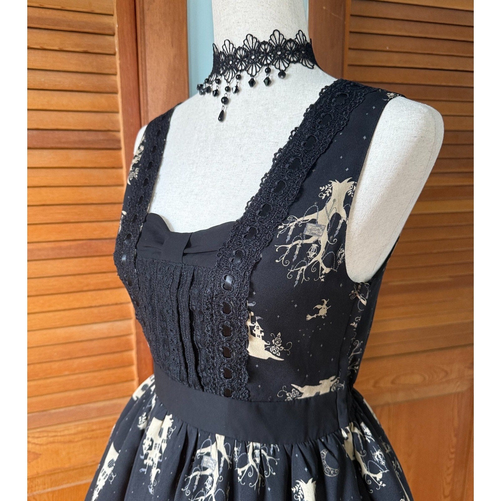 Axes Femme J-fashion Jirai Lolita Dolly EGL Himekaji Black Castle Dress JSK M