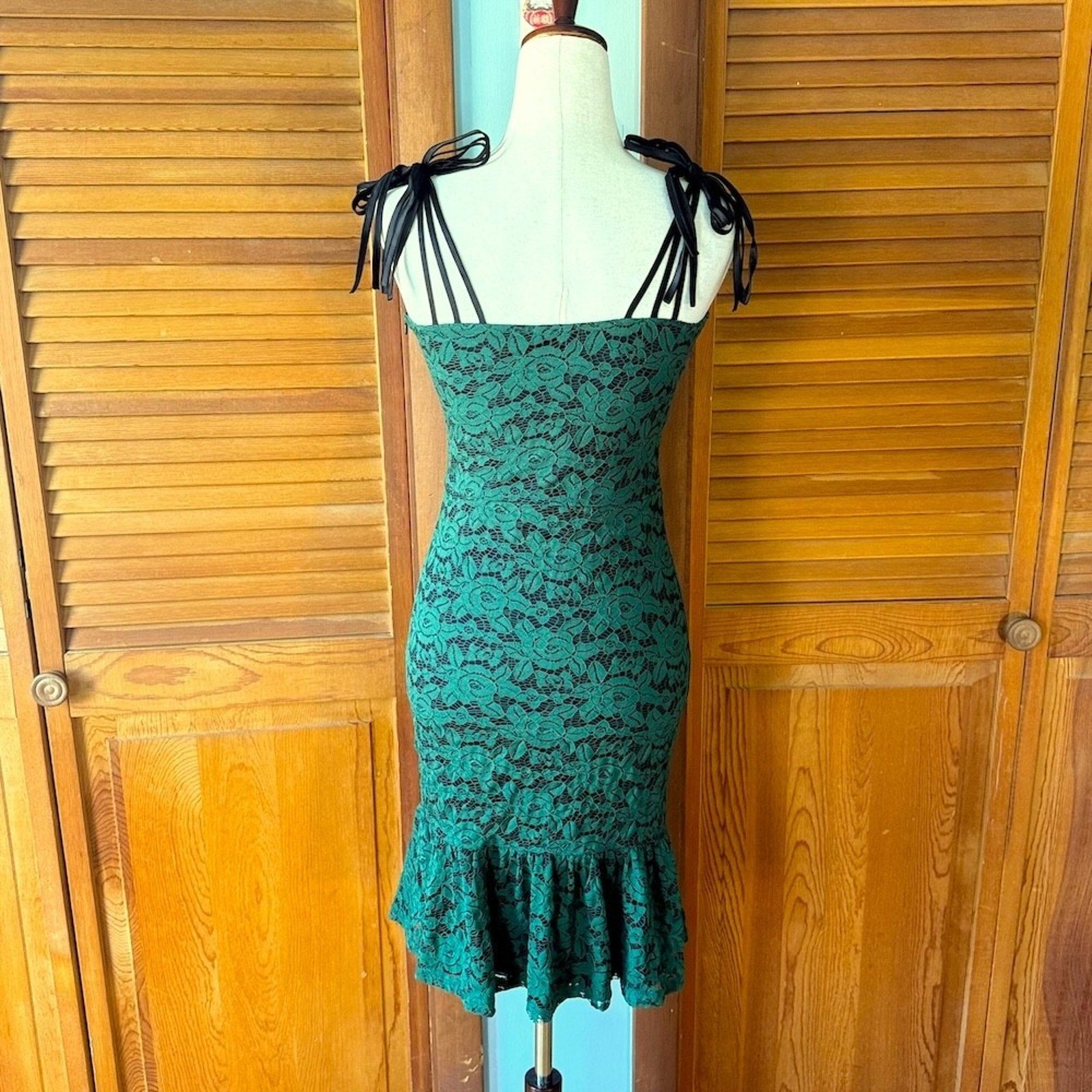 Voodoo Vixen Gothic Fairy Dark Fairycore Beetle Lover Green & Black Lace Dress S