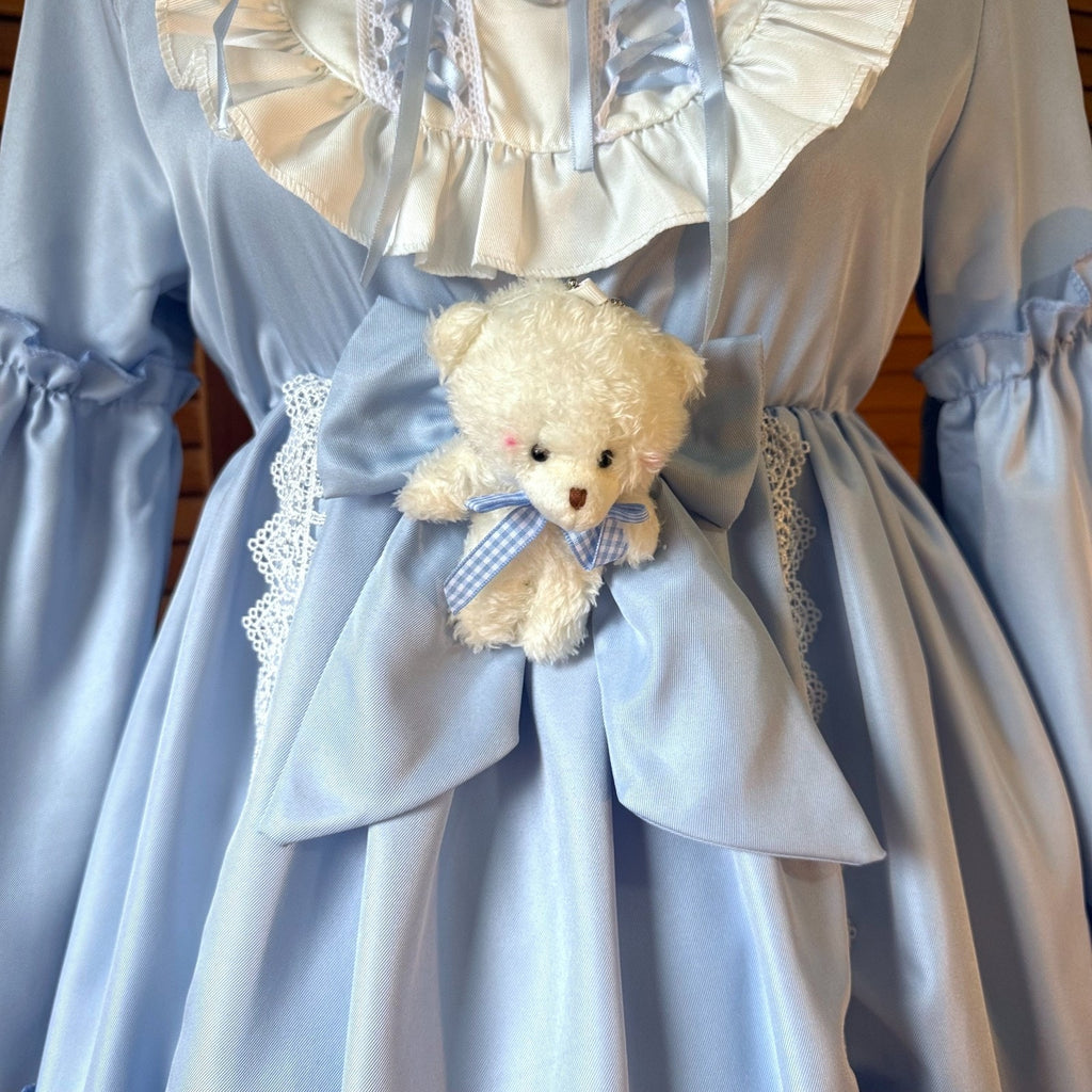 Dollcore EGL Lolita Blue White Bear Plushie Alice in Wonderland Costume + Petti
