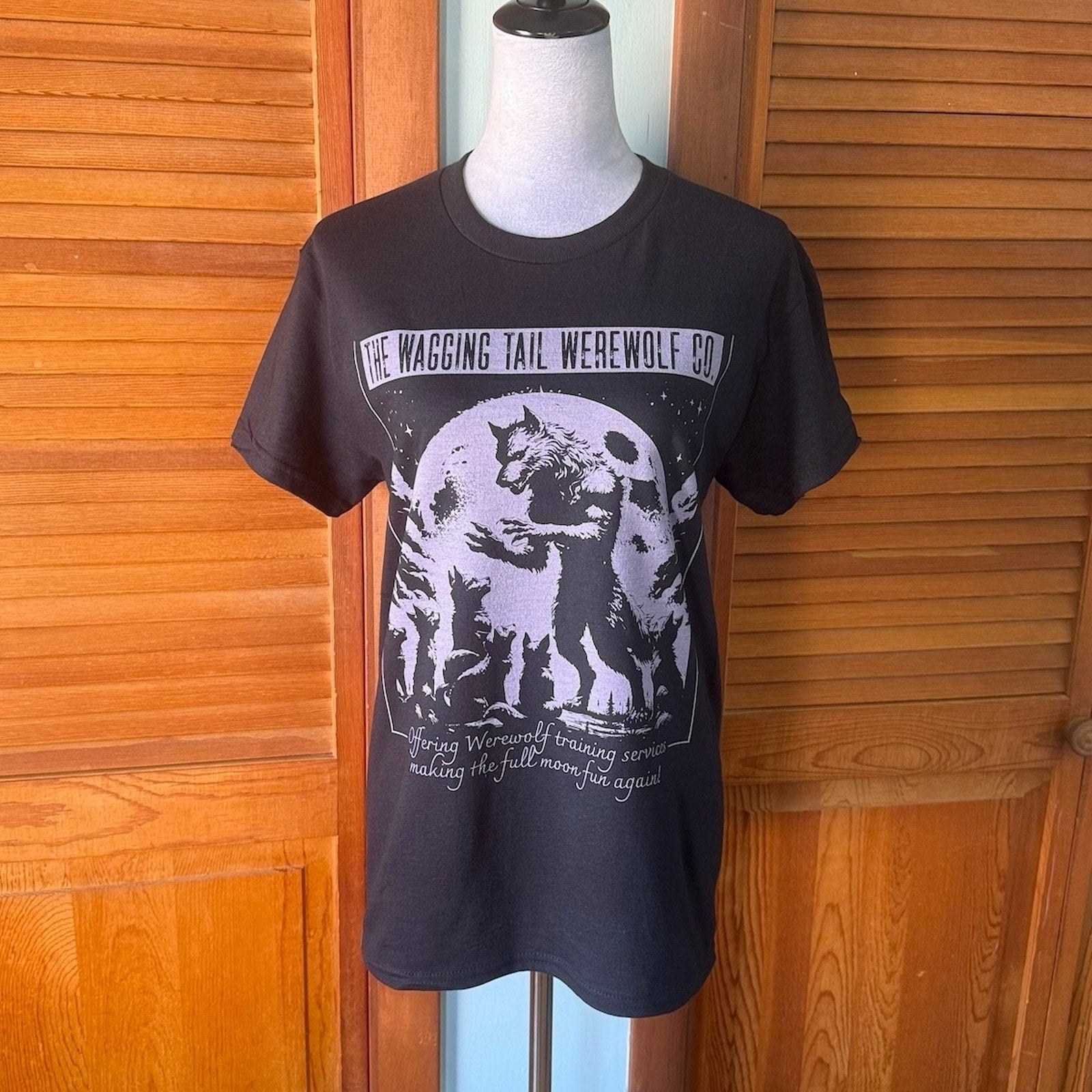 Goth Punk Vampire Werewolf Fantasy Humor BLACK PURPLE Print Tee T-Shirt