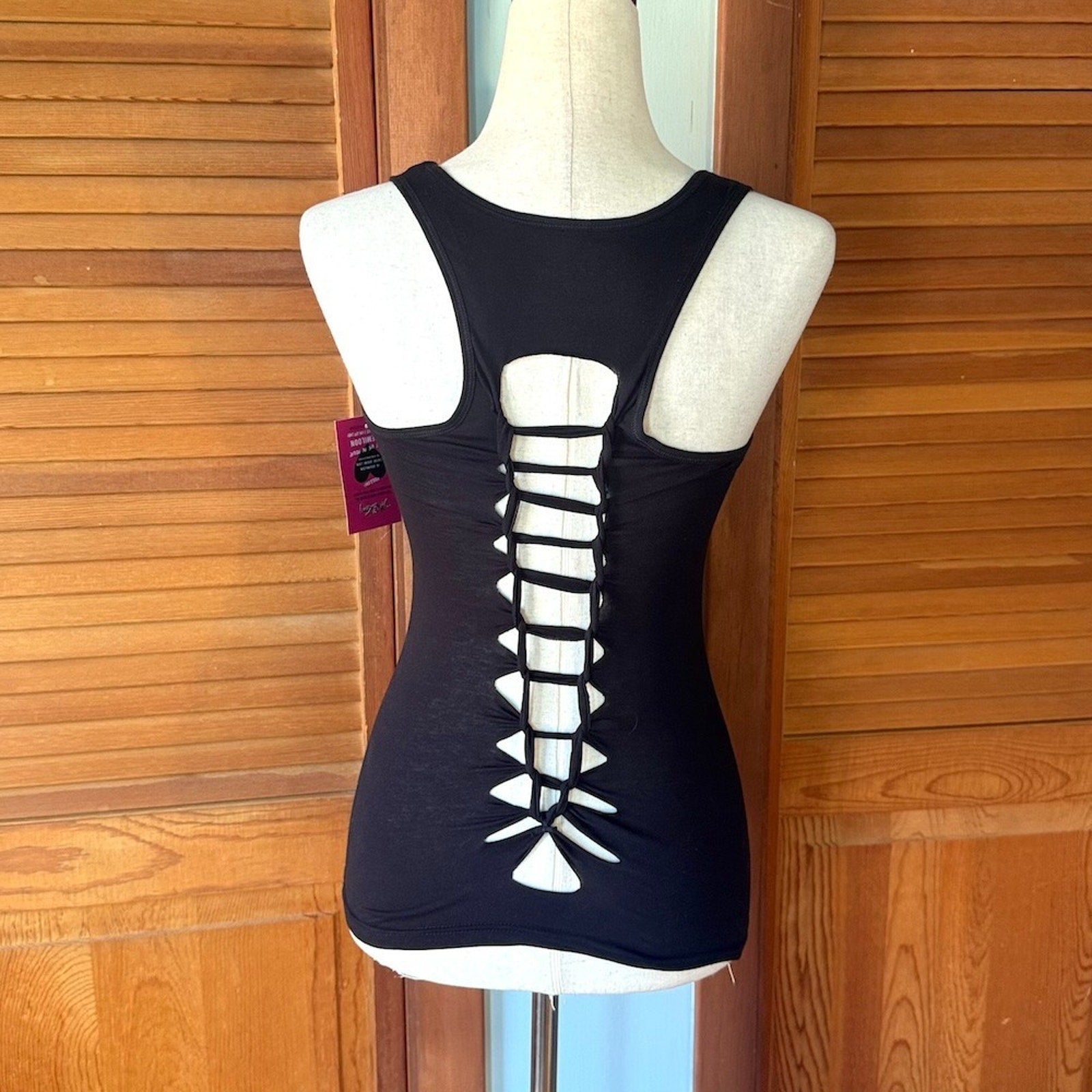 Demi Loon Punk Goth Emo Grunge "Black Rose" Slashed Cutout Festival Tank