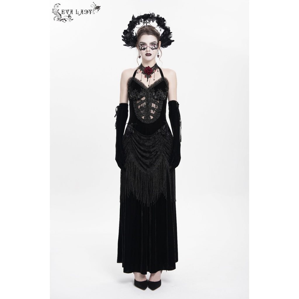 Devil Fashion Gothic Victorian Vampire Decadent Decay Black Velvet Lace Dress