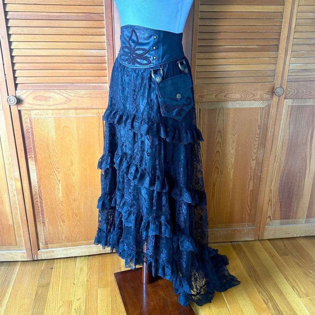 Vintage Lip Service Winchester Emporium Black Lace High Waist Skirt XS