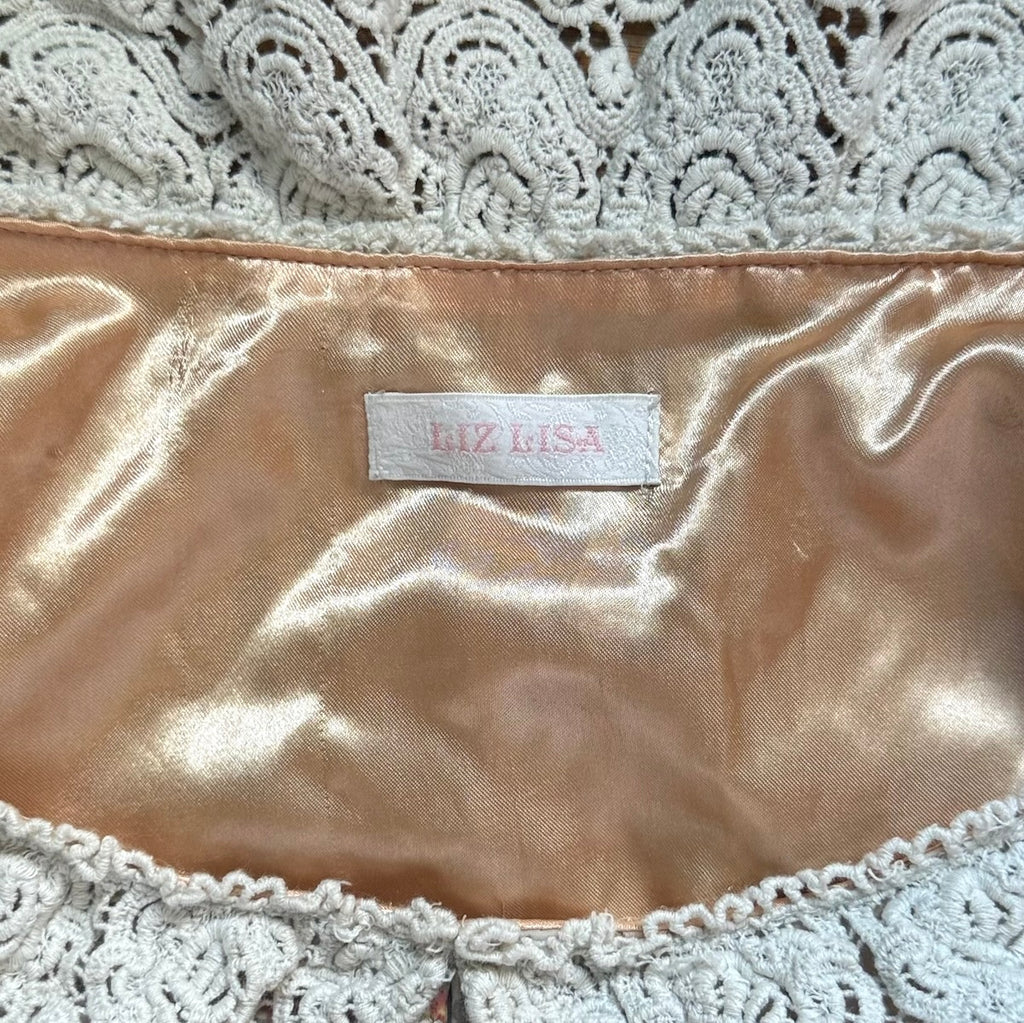 Liz Lisa J-fashion Victorian Rose Cameo Wide Lace Collar Pink Dress S-M
