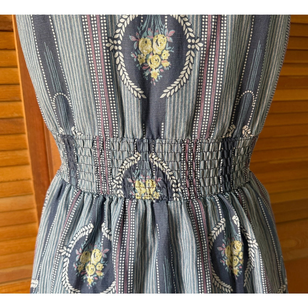 Axes Femme J-Fashion Jirai Kei Himekaji Blue Yellow Flower Medallion Dress M