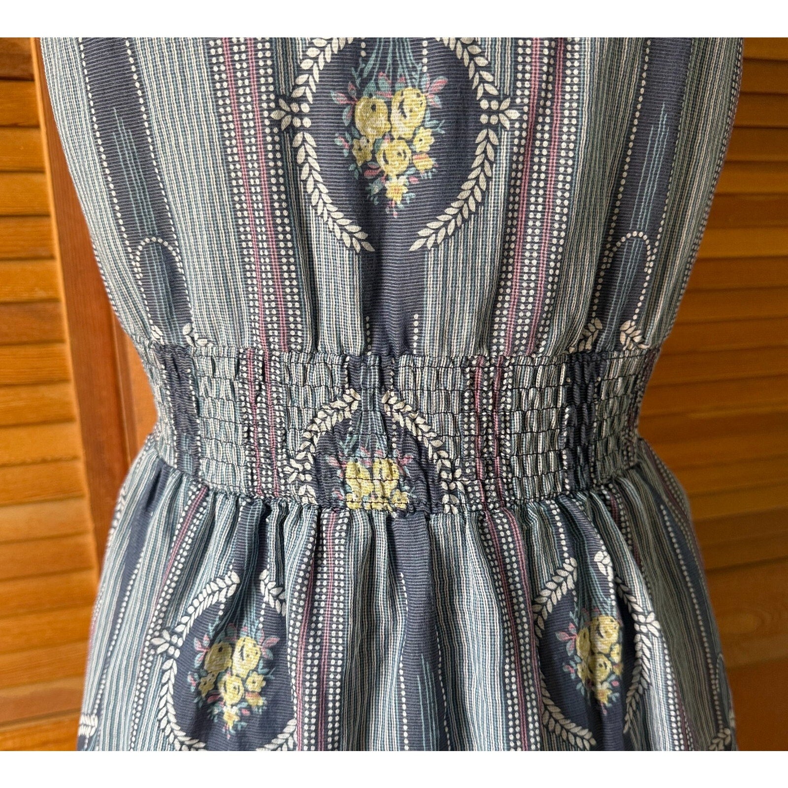 Axes Femme J-Fashion Jirai Kei Himekaji Blue Yellow Flower Medallion Dress M