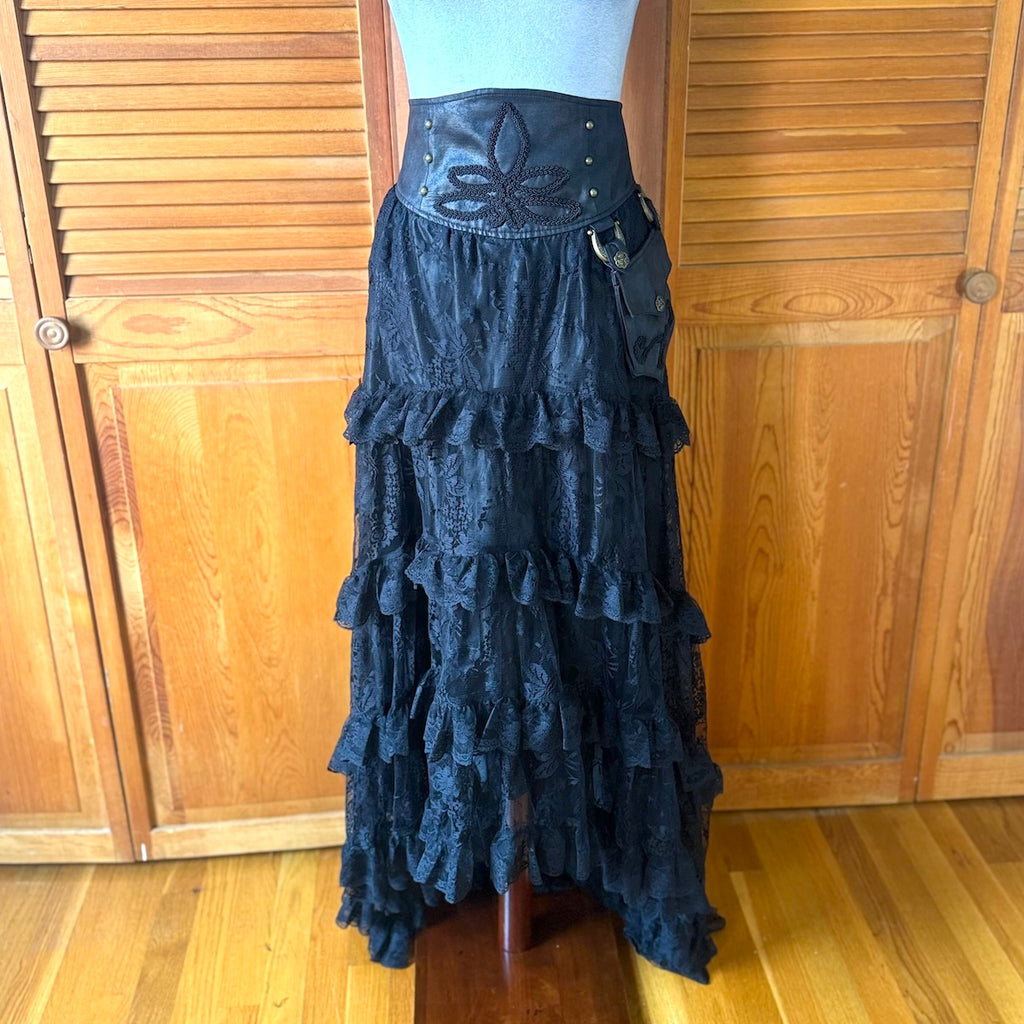 Vintage Lip Service Winchester Emporium Black Lace High Waist Skirt XS