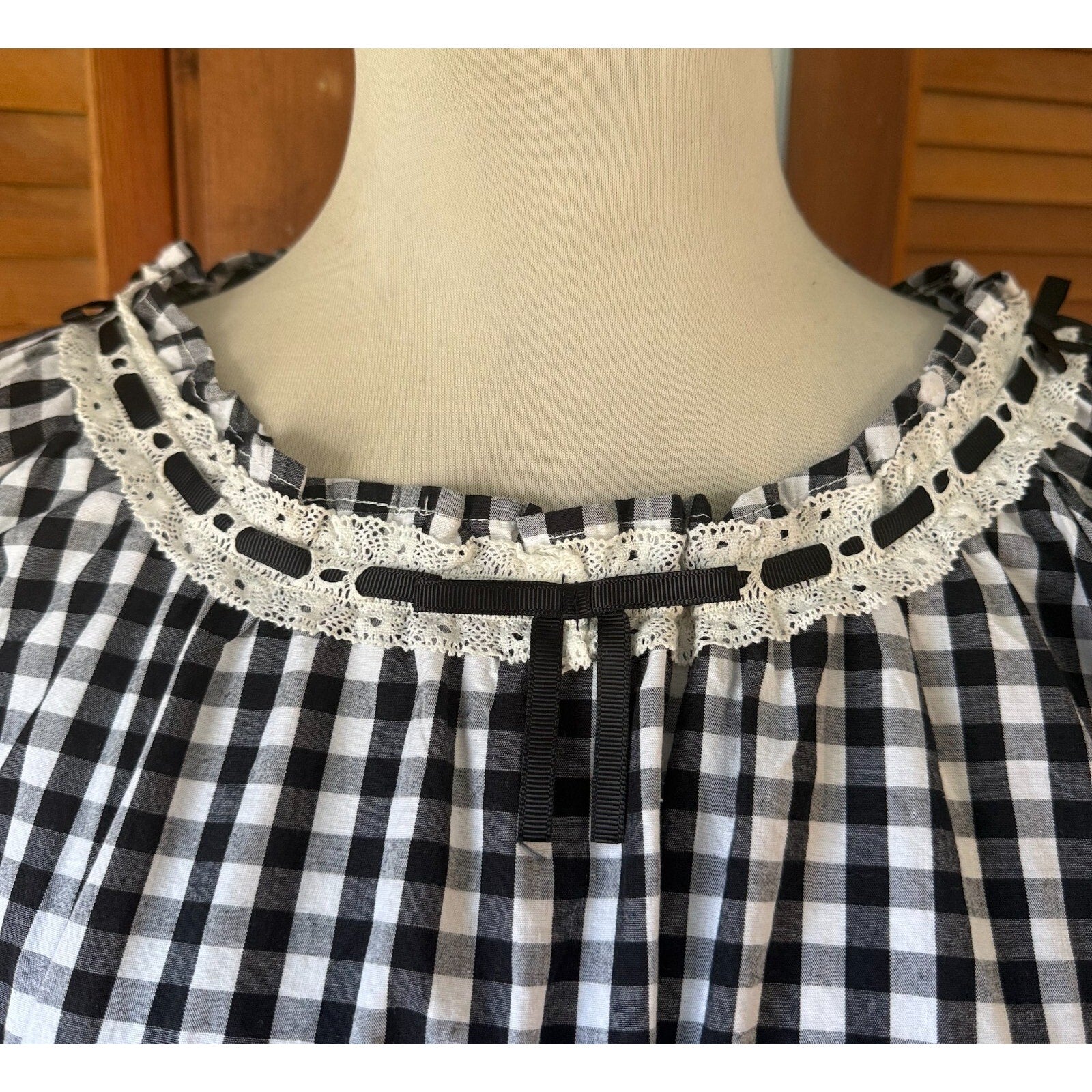 Ank Rouge Lolita EGL J-fashion Kawaii Jirai Gyaru Black White Checkered Top M-L