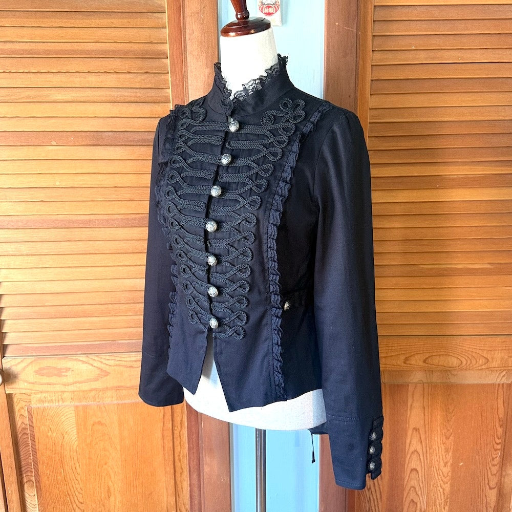 Gothic Victorian Vampire Military Black Tailcoat Jacket S-M