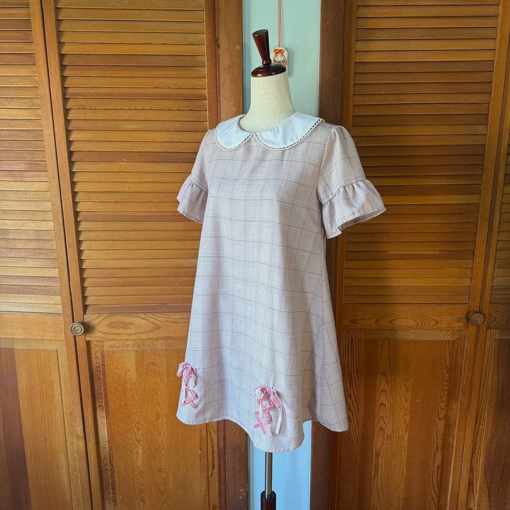 Liz Lisa J-Fashion Gyaru Kawaii Dollcore Pink Plaid Lace-Up Dress XS-S
