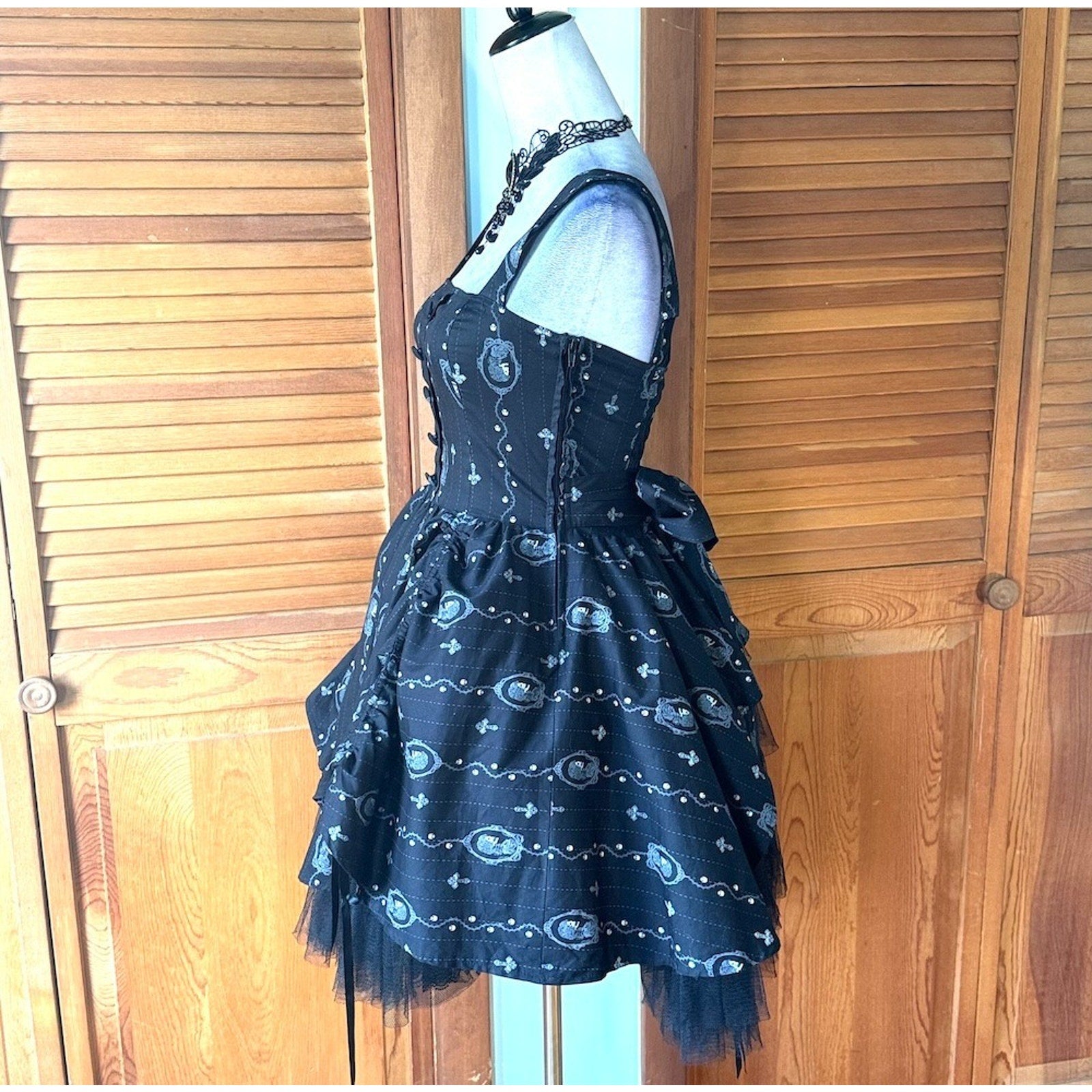 Spin Doctor Goth Lolita EGL Dead Princess Cameo Puffy Dress + Petticoat L